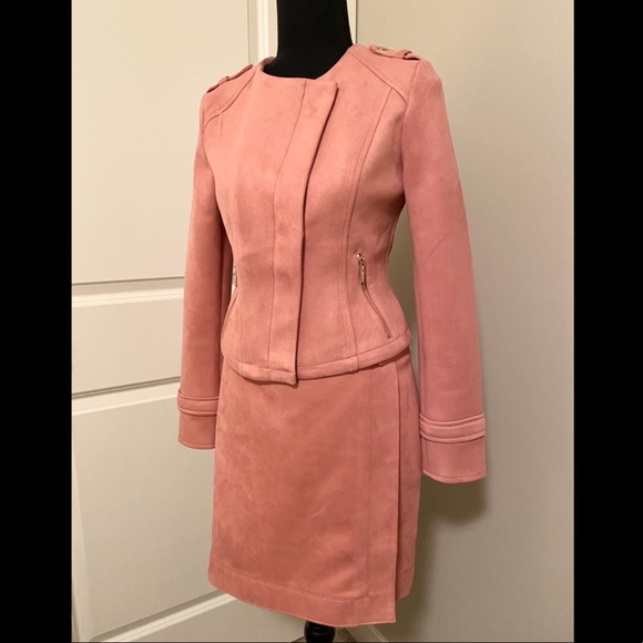 Brand new with tag - Pink faux suede moto jacket and skirt set - Picture 8 of 9